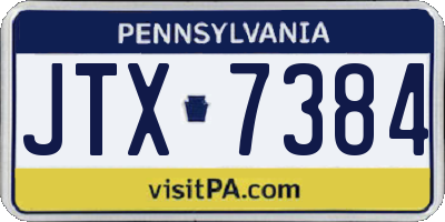 PA license plate JTX7384