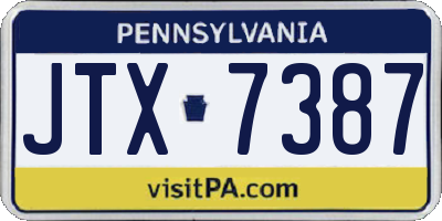 PA license plate JTX7387