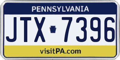PA license plate JTX7396