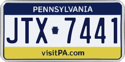 PA license plate JTX7441