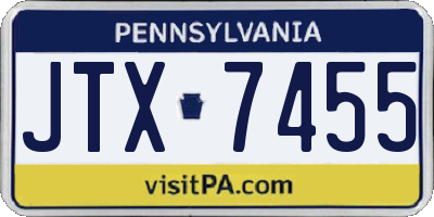 PA license plate JTX7455