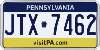 PA license plate JTX7462