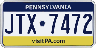 PA license plate JTX7472