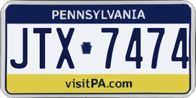 PA license plate JTX7474