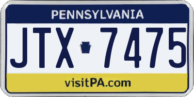 PA license plate JTX7475