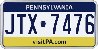 PA license plate JTX7476
