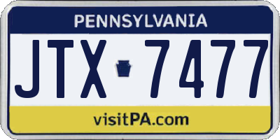 PA license plate JTX7477