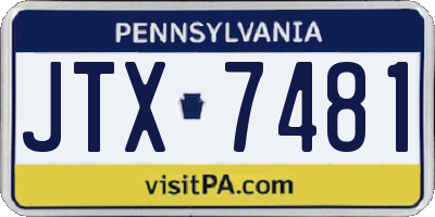 PA license plate JTX7481