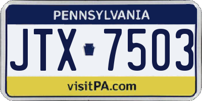 PA license plate JTX7503