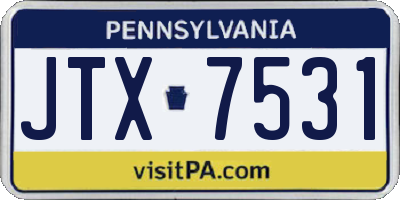 PA license plate JTX7531