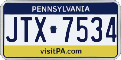 PA license plate JTX7534