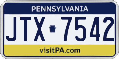 PA license plate JTX7542