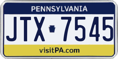 PA license plate JTX7545