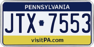 PA license plate JTX7553