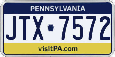 PA license plate JTX7572