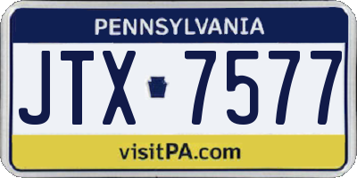 PA license plate JTX7577