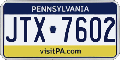 PA license plate JTX7602