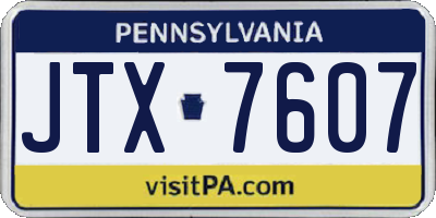 PA license plate JTX7607