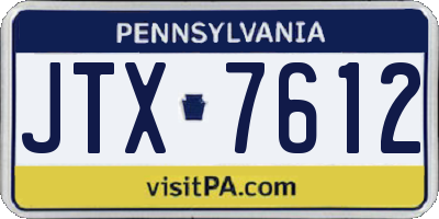 PA license plate JTX7612
