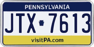 PA license plate JTX7613