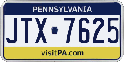 PA license plate JTX7625