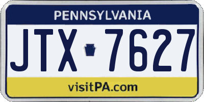 PA license plate JTX7627