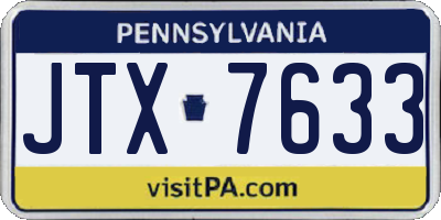PA license plate JTX7633