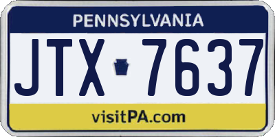 PA license plate JTX7637