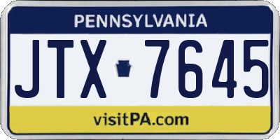 PA license plate JTX7645