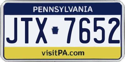 PA license plate JTX7652