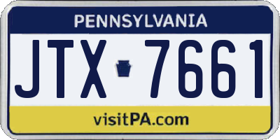 PA license plate JTX7661