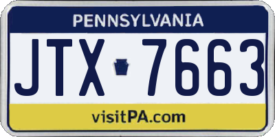 PA license plate JTX7663