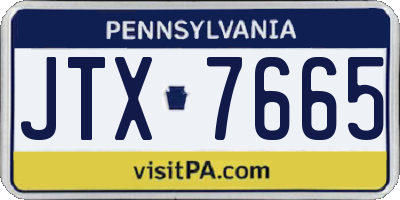 PA license plate JTX7665