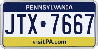 PA license plate JTX7667