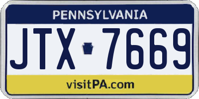 PA license plate JTX7669