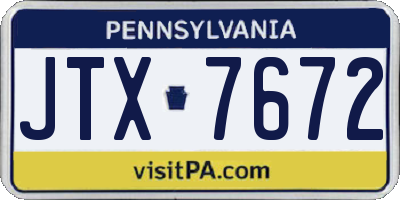 PA license plate JTX7672