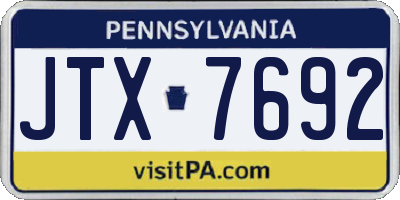 PA license plate JTX7692