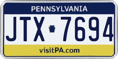 PA license plate JTX7694