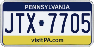 PA license plate JTX7705