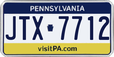 PA license plate JTX7712
