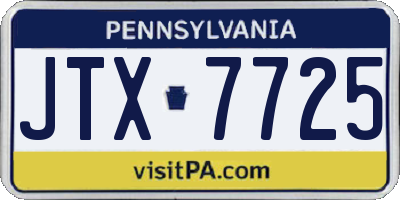 PA license plate JTX7725