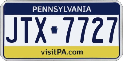 PA license plate JTX7727