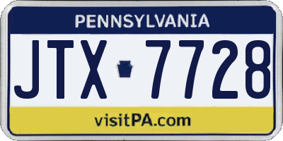 PA license plate JTX7728