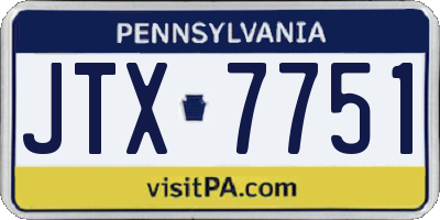 PA license plate JTX7751
