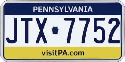 PA license plate JTX7752