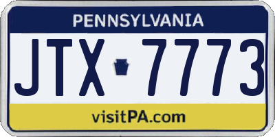 PA license plate JTX7773