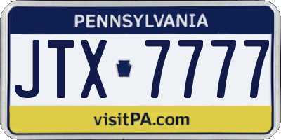 PA license plate JTX7777