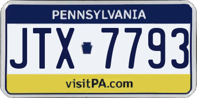 PA license plate JTX7793