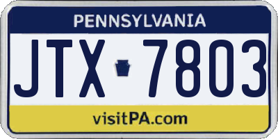 PA license plate JTX7803