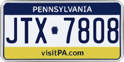 PA license plate JTX7808